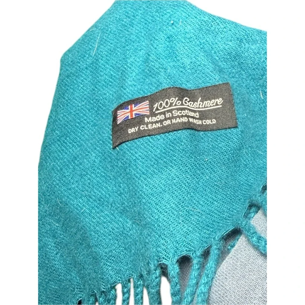 100% Cashmere Scarf Made in Scotland — Teal Peacock Blue Luxury